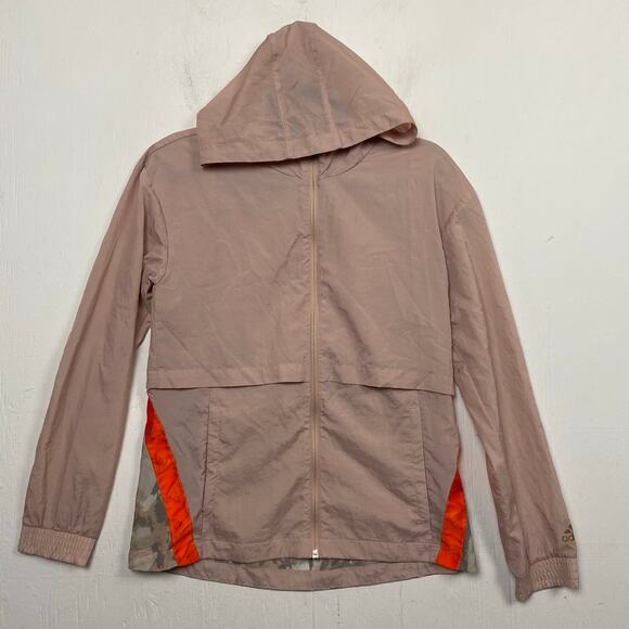 ADIDAS X Zoe Saldana U-4-U Women's Hooded Windbreaker Jacket Size XS Ash Pearl - Picture 1 of 11